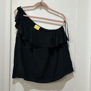 Anthropologie Silk Ruffle Top